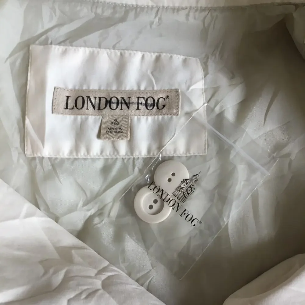 London Fog Cream Off White Double-Breasted Ligth weight Trench Coat Sz XL - Picture 7 of 8